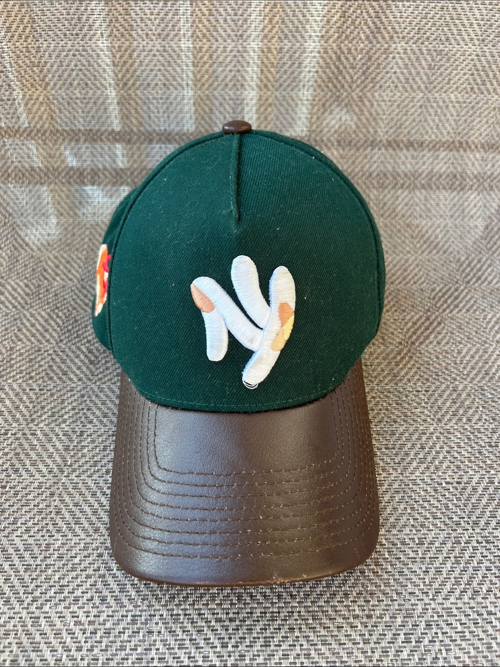 Field Grade Kurve King Green/Mocha Wool Leather Trucker NY Baseball Cap